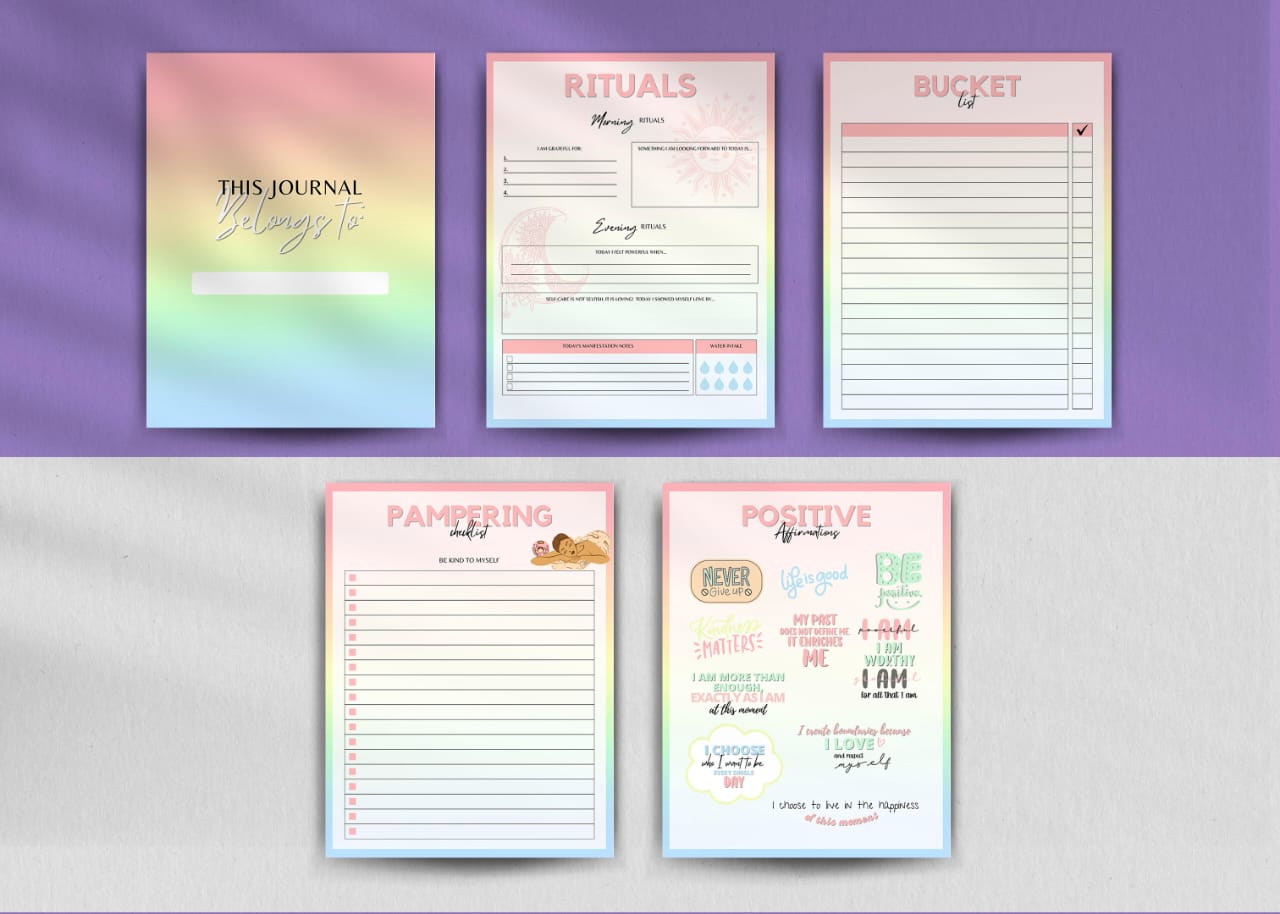 Self Care Journal Printable, Daily Routine Planner, Self Care Kit